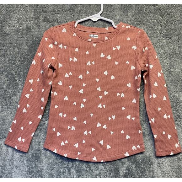 Gap Toddler Girls Mauve/White Heart Print Long Sleeve Henley Size 3T NWOT - Picture 1 of 6